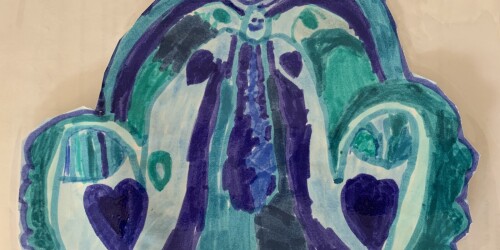 praca plastyczna- malarstwo- niebieski motyl