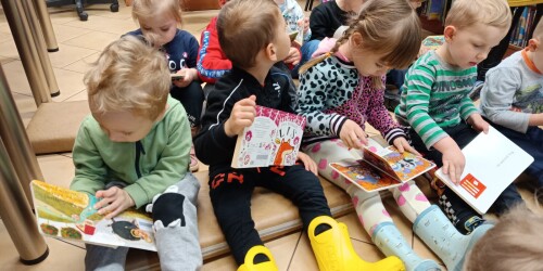 dzieci oglądają książki